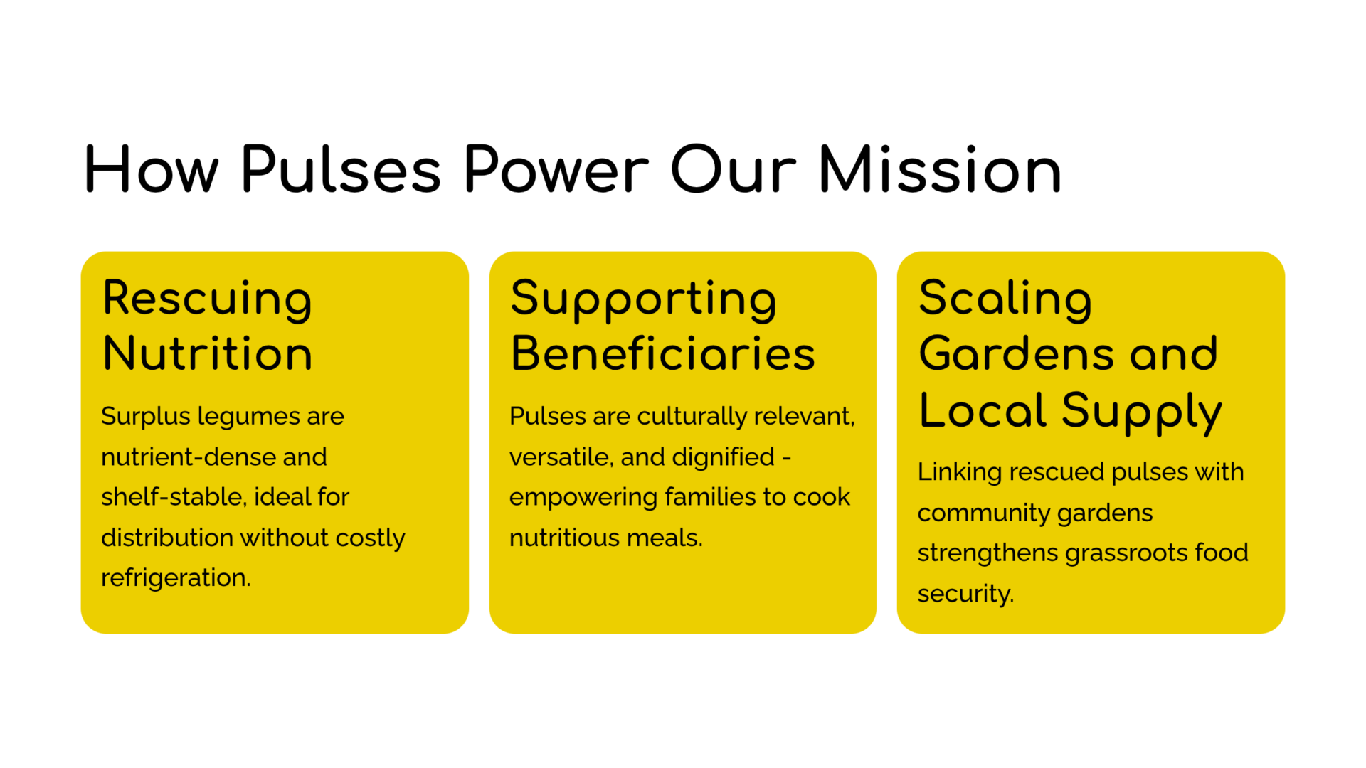 Connecting the Dots: The SA Harvest Mission
South Africa produces enough food to feed its people, yet millions go hungry. SA Harvest bridges this gap by rescuing surplus food and delivering it to communities. Pulses fit perfectly into this mission:
Rescuing Nutrition: Surplus legumes are nutrient‑dense and shelf‑stable, ideal for distribution without costly refrigeration.
Supporting Beneficiaries: Pulses are culturally relevant, versatile, and dignified — empowering families to cook nutritious meals.
Scaling Gardens and Local Supply: Linking rescued pulses with community gardens strengthens grassroots food security.