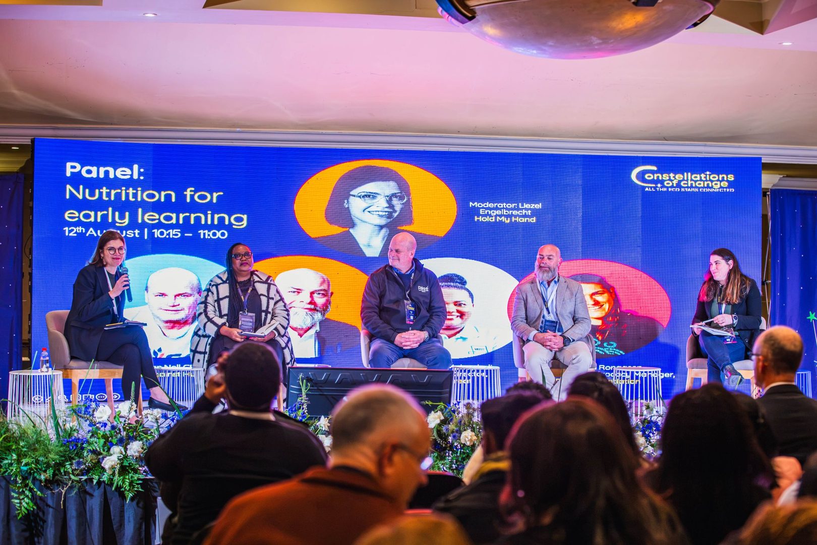 Panel on Nutrition for Early Learning featuring SA Harvest CEO Ozzy Nel alongside fellow panellists, highlighting his role in bringing a food-systems and logistics perspective to ensuring children have safe, consistent access to nutritious food.