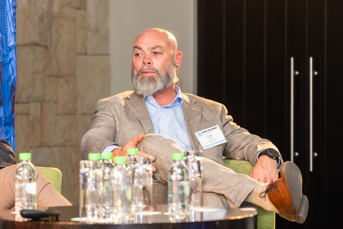 Ozzy Nel speaking during a panel discussion at the GCCA Africa Cold Chain Conference 2026 in Johannesburg on logistics partnerships, food rescue and reducing food loss through improved supply chain coordination.