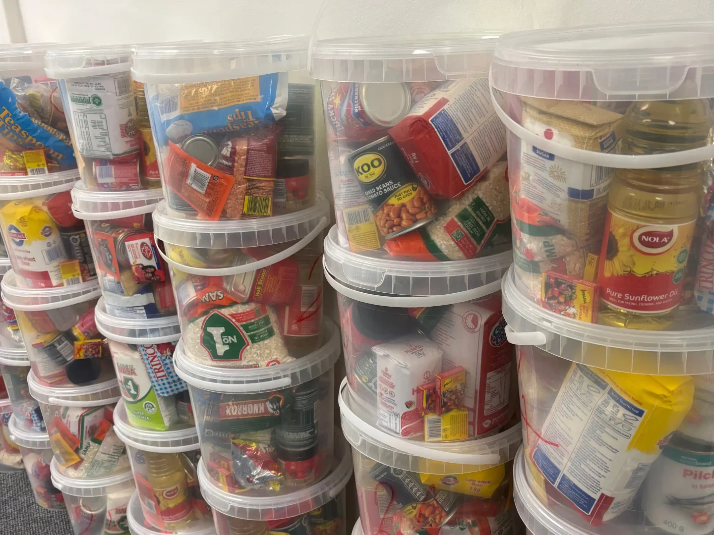 Food and personal hygiene products included in Katlego Mabusela’s 40for40 bucket donation to SA Harvest.